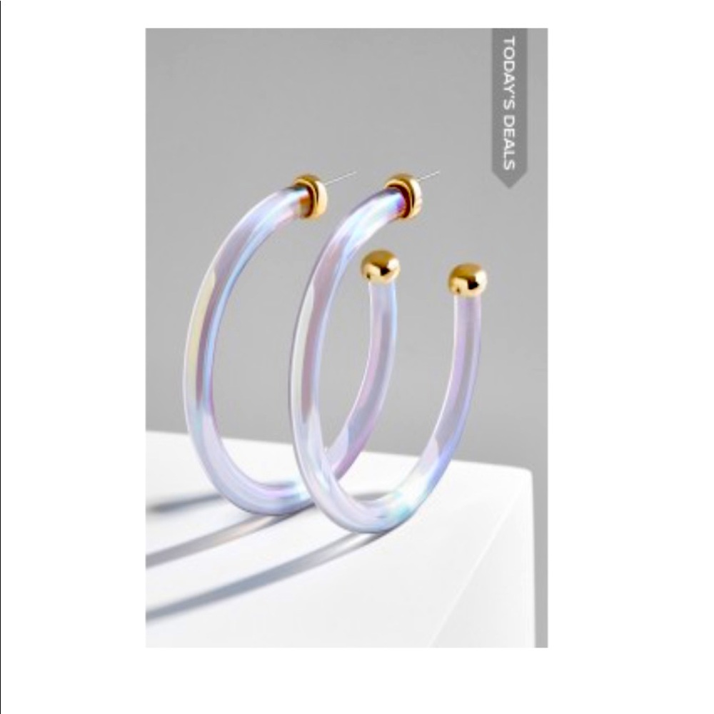 BaubleBar Leia Resin Hoop Earrings Iridescent